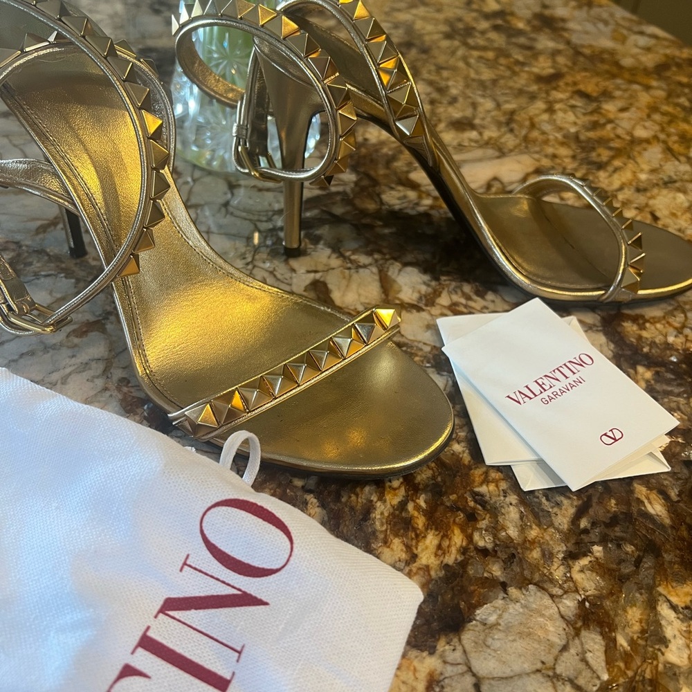 Valentino Women's Gold Studded Heels